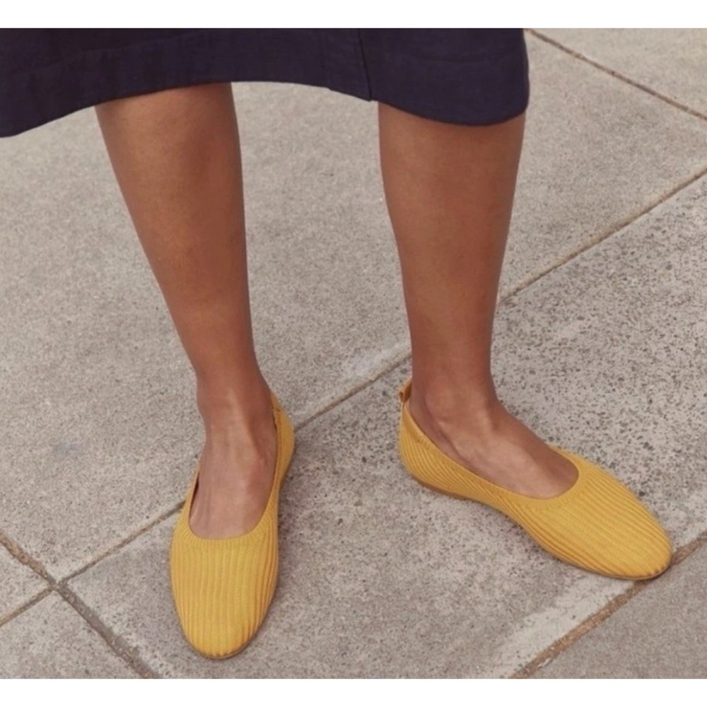 Everlane The Day Glove in ReKnit Mustard Yellow Knit Ballet Flats Womens 8.5